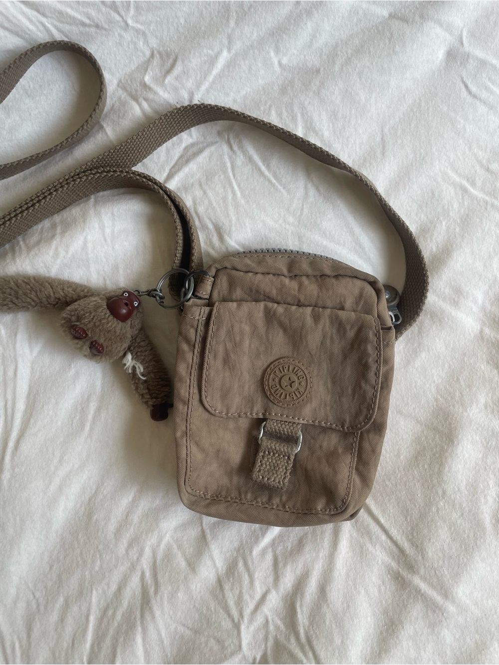 Kipling Army Green Crossbody Fanny Pack Bag with Monkey Charm